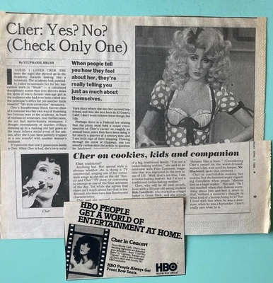 Cher Finales 1980’s Recorte de Periódicos New York Times y Newsday TV Anuncio Especial Foto 1 de 3
