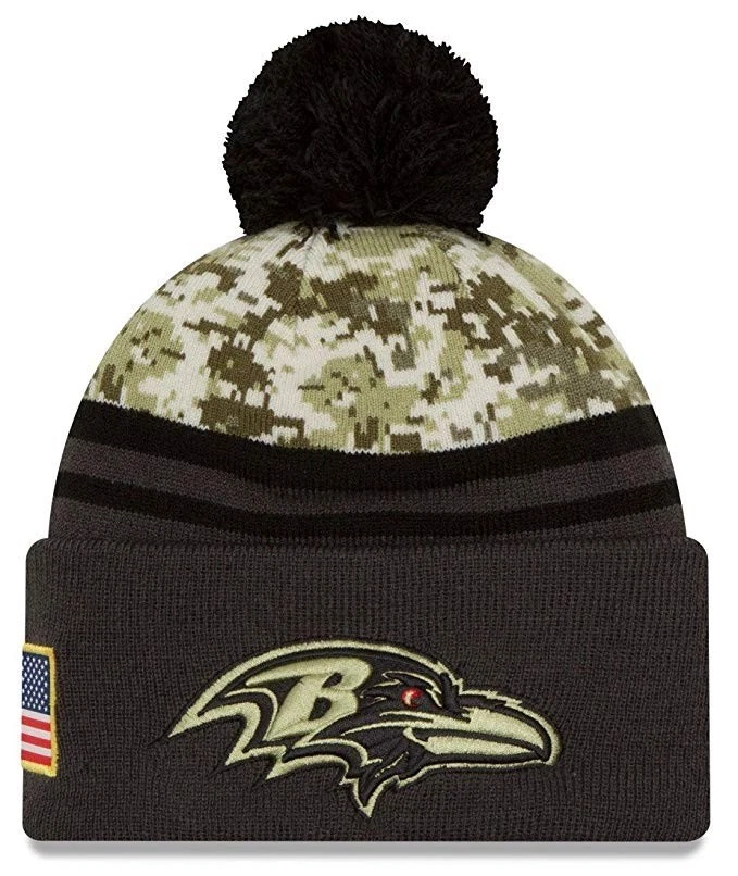 РЕДКАЯ 100% подлинная новая с ценниками спортивная вязаная шапочка New Era NFL Salute To Service с помпонами - Изображение 1 из 1