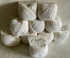 Lot of 10 Vintage Reynolds Eternity Yarn skeins wool Blend 750 Bright White