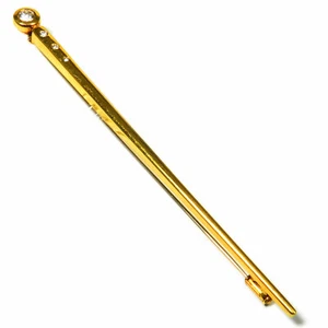 Diamant Nadel 750 Gold Brosche mit 0.26 ct Brillanten um 1980 Länge 10 cm - Picture 1 of 5