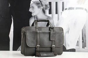 Vintage Leather LEVENGER Bomber Jacket Expandable Travel Briefcase Bags Mens - Picture 1 of 12