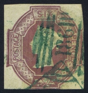 1854 6d lila geprägt SG 60 GRÜN DUBLIN Löffel fein gebraucht Katze. £1000,00+ - Bild 1 von 1