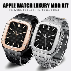 44/45mm Rubber/Metal Band For Apple Watch 9 8 7 6 5 4 SE AP Royal Oak Mod Kit - Picture 1 of 20