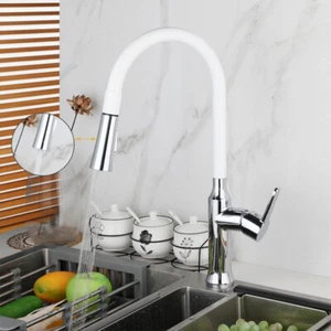Grifo mezclador fregadero lavabo blanco cocina 1 orificio cubierta montada - Imagen 1 de 10