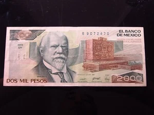 Mexico 2000 Pesos 1989 2470h90 El Banco de México World Banknotes Money - Picture 1 of 2