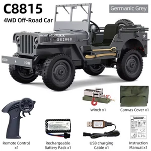 JJRC C8815 RC Military Jeep 2.4G 4WD Truck Car Winch Canvas Off-Road Remote Car - Picture 1 of 30