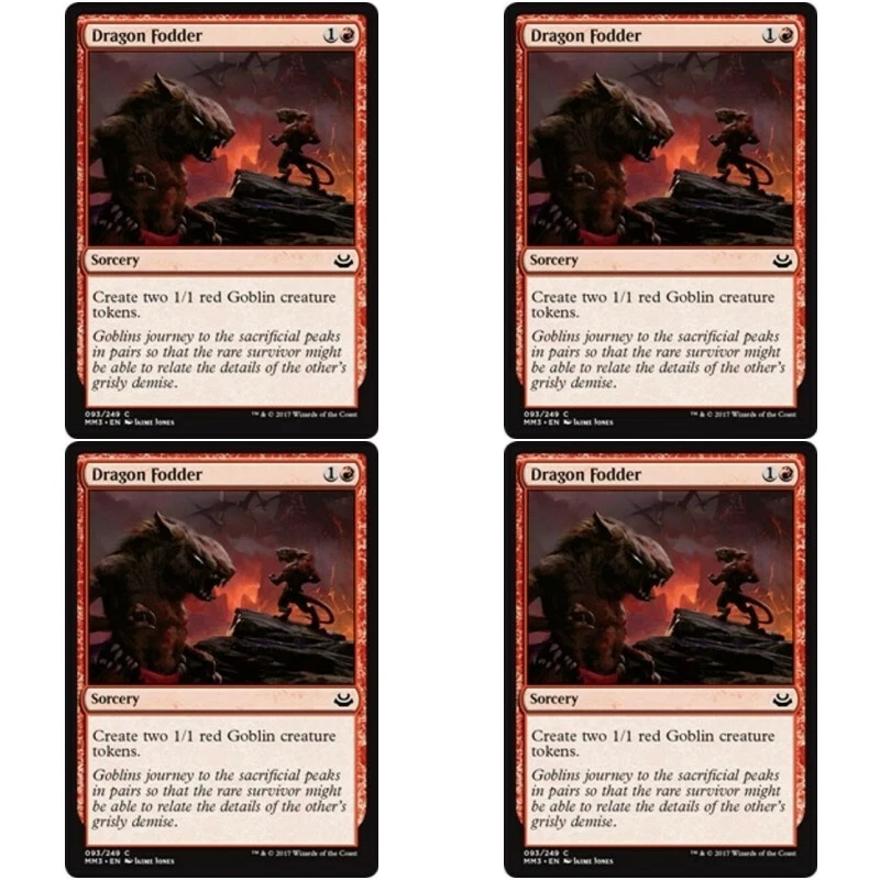 4 x DRAGON FODDER Modern Masters 2017 mtg NM Red - Sorcery Com - Image 1 of 1