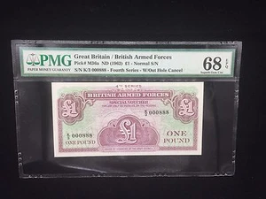 1962 Great Britain/British Arm Forces £1 Pound P-M36a "000888" PMG 68 EPQ - Picture 1 of 2