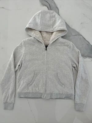 Abercrombie & Fitch Womens L Large Fur Lined Hoodie Tween Teen Gray Jacket Zip - Image 1 of 4