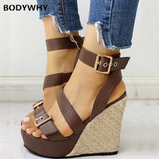 High Quality Large Size 43 Gladiator Women's Wedge Heels 2020 Summer Sandals Top