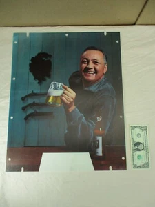 Vintage 70er Schlitz Bier "Mann im grauen Hemd" Bar Schild Einsatz Schattenkasten Wandbild NOS - Bild 1 von 4