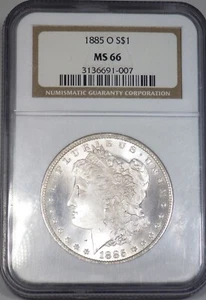 1885-O Morgan Silver Dollar NGC classificato MS 66 "Stunning Blast White" - Foto 1 di 4