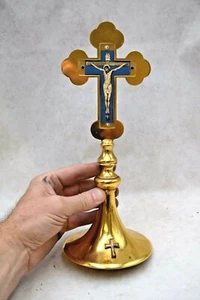 + Nice Antique Eastern Rite Altar Cross + 11 1/2" ht. (CU522) chalice co. - Picture 1 of 12