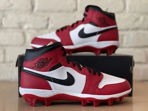 Nike Air Jordan 1 Alpha Menace Mid Chicago Football Cleats Men’s 10.5 FJ6805-106 - Picture 1 of 12