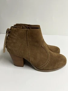 Minnetonka Women Bootie Leather Suede Zip Sides Closure Back Lace Block Heel 6.5 - Picture 1 of 11