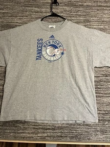 Vintage Y2K 2004 Adidas New York Yankees MLB T Shirt Adult XXL Gray Mens. - Picture 1 of 13