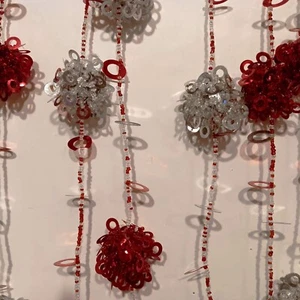VALENTINES DECOR-GARLAND Beads & Sequins Clear-Silver-Red *3* Strands 6ft. each - Picture 1 of 3