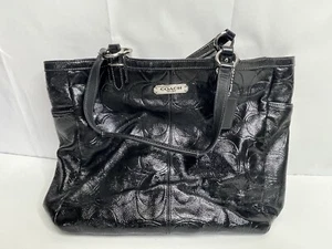 Coach Gallery Embossed Black Patent Leather Tote Bag Hand Bag F19818 - Picture 1 of 9