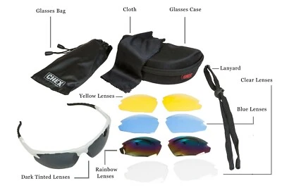 Gafas de sol deportivas de caza CHEX Ace 5 lentes intercambiables Inc arco iris y transparentes Foto 1 de 4