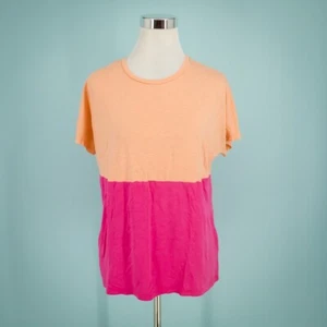 Marine Layer Size Medium M Orange Pink Crew Short Sleeve Supima Cotton Knit Top - Picture 1 of 5