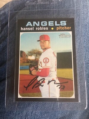 2020 TOPPS HERITAGE HANSEL ROBLES FLIP STOCK SSP /5 ANGELS (ONLY ONE ON EBAY) - Image 1 of 2