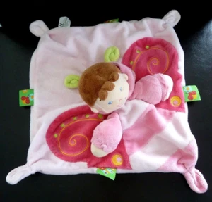 *. DOUDOU PLAT NICOTOY GARCON PAPILLON ROSE ANTENNES VERT , carré - TTBE - Foto 1 di 2