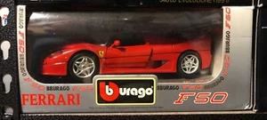 1995 FERRARI F50 OPEN TOP RED 1:18 by BURAGO 3352 MADE IN ITALY NEW IN BOX  - Picture 1 of 1