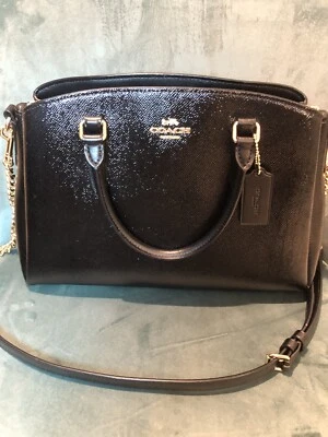 Auténtico bolso de mano Coach de lujo en excelente estado de cuero texturizado para mujer - negro Foto 1 de 4