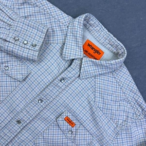 Wrangler Shirt Men's XLT Pearl Snap FR Flame Resistant Button Up Western Plaid - Bild 1 von 13