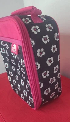Igloo Insulated Black Pink Floral lunchbox W Handle Zip Around Bag Floral Clean - Image 1 of 4