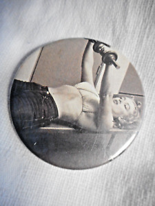 Vtg PINBACK Marilyn Monroe Working Out Badge-a-Minit  2 1/4" PIN