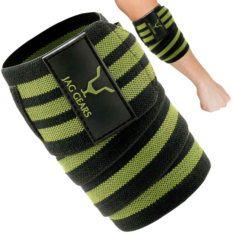 Jag Elbow Wrap Straps Elasticated Sleeves Elbow Support Wraps Pair Weightlifting - Image 1 of 4