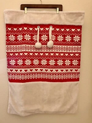 Рождественский Jumbo ткани подарок сумка мешок - красный и белый снежинки 27 «x 35» совершенно новый - Изображение 1 из 4