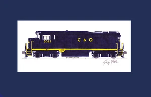 Chesapeake & Ohio GP30 #3023 11"x17" Matted Print Andy Fletcher signed - Imagen 1 de 1