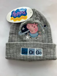 Kinder Peppa Pig Style George Beanie Grau Stretch MÜTZE NEU - Bild 1 von 5