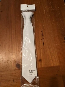 Boys Tie - 14-inch Adjustable Zipper Ties for Kids - White - Picture 1 of 5