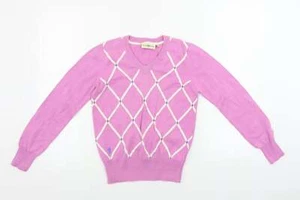 Glenmuir Womens Pink V-Neck Cotton Blend Jumper Size XS - Picture 1 of 12