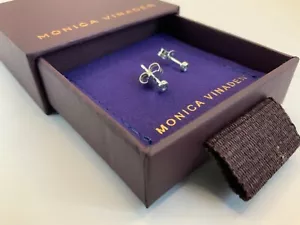 Monica vinader Linear Diamond Stud Earrings Sterling Silver & Diamond RRP £75.00 - Picture 1 of 7
