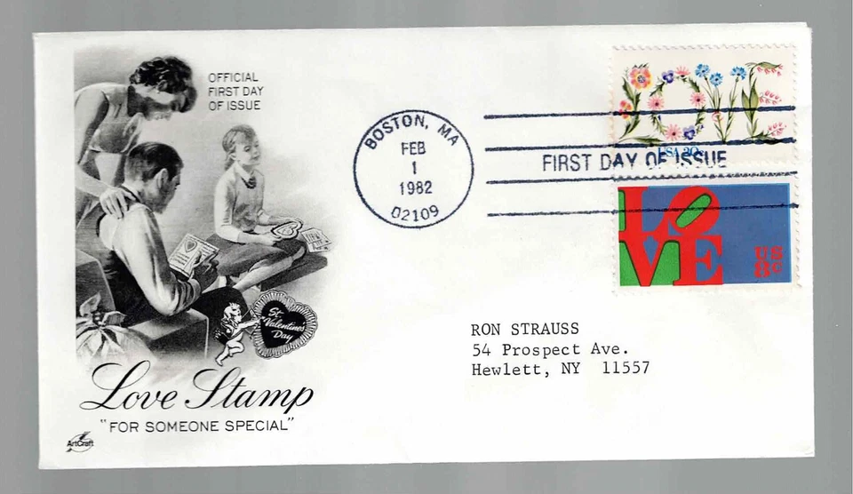US Scott #1951, First Day Cover 2/1/82 Boston Combo Love - Image 1 of 1