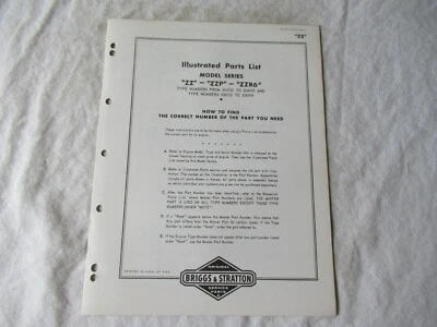 Briggs & Stratton ZZ ZZP ZZR6 engine parts list catalog manual - Image 1 of 3