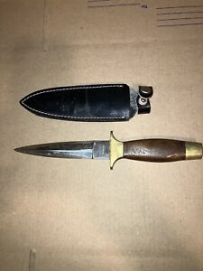 Vintage Stainless Pakistan Boot Dagger Knife Fixed Blade Wood Handle Shealth