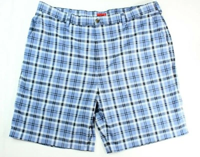 Pantalones Cortos IZOD Talla 42 Para Hombres Golf Cuadros Negro Azul Fácil Cuidado Informal Frente Plano Bermudas Foto 1 de 4