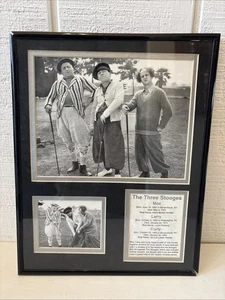 Three Stooges Moe Curly Larry Golf schwarz & weiß gerahmte Fotocollage 14 x 11 - Bild 1 von 5