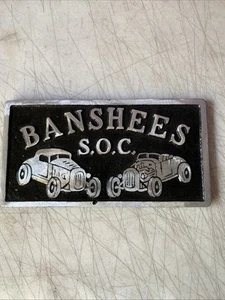 Rare BANSHEES S.O.C. Michigan Car Club Aluminum Plaque Wall Sign 9.5”x5.0” - Picture 1 of 5
