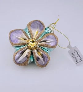 Dezember Diamanten Weihnachtsschmuck Glas Neu Blume Floral Goldrand - Bild 1 von 4