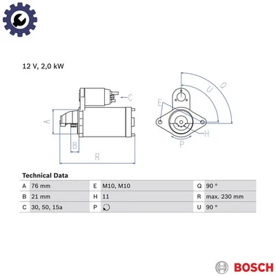 STARTER 0 986 022 880 FOR BMW 3/X5/SAV/E5/Convertible/E46/E8 7/E65/E66 X3/E83 - Image 1 of 4