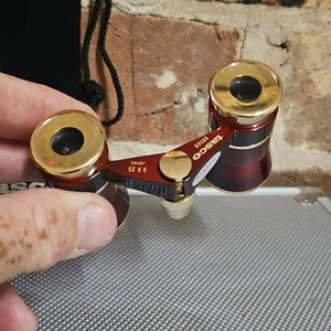 Dainty Set Of Balcony Binoculars, Redwood And Gold Colored. No Scratches 3x23 - Picture 1 of 7