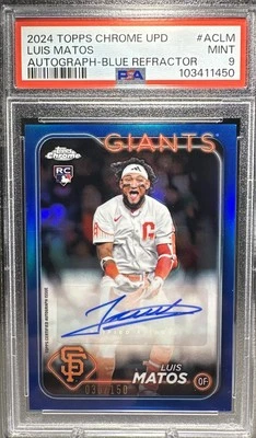 2024 TOPPS CHROME UPDATE AUTO BLUE REFRACTOR LUIS MATOS RC /150 San Francisco - Image 1 of 4