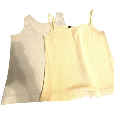 Vintage 90s Y2K J.Crew & Other Knit Tank Top Women M Lot Of 2 Ivory Beige Casual - Image 1 of 4