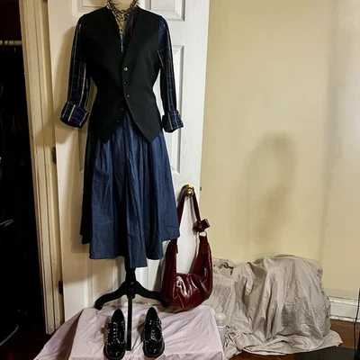 Nuevo Abrigo Express Wms Mezcla de Lana Cintura Chaleco Corto Botón Top Preppy Informal Gris XS Foto 1 de 4